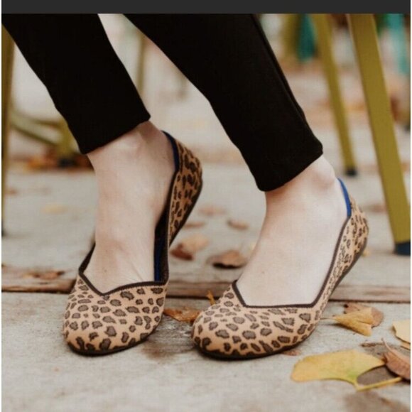Rothy's 8 The Flat Round Toe Ballet Flat Shoe Cheetah Print Brown Washable - Picture 11 of 11